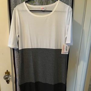 New with Tags LulaRoe Julia white and gray color block dress